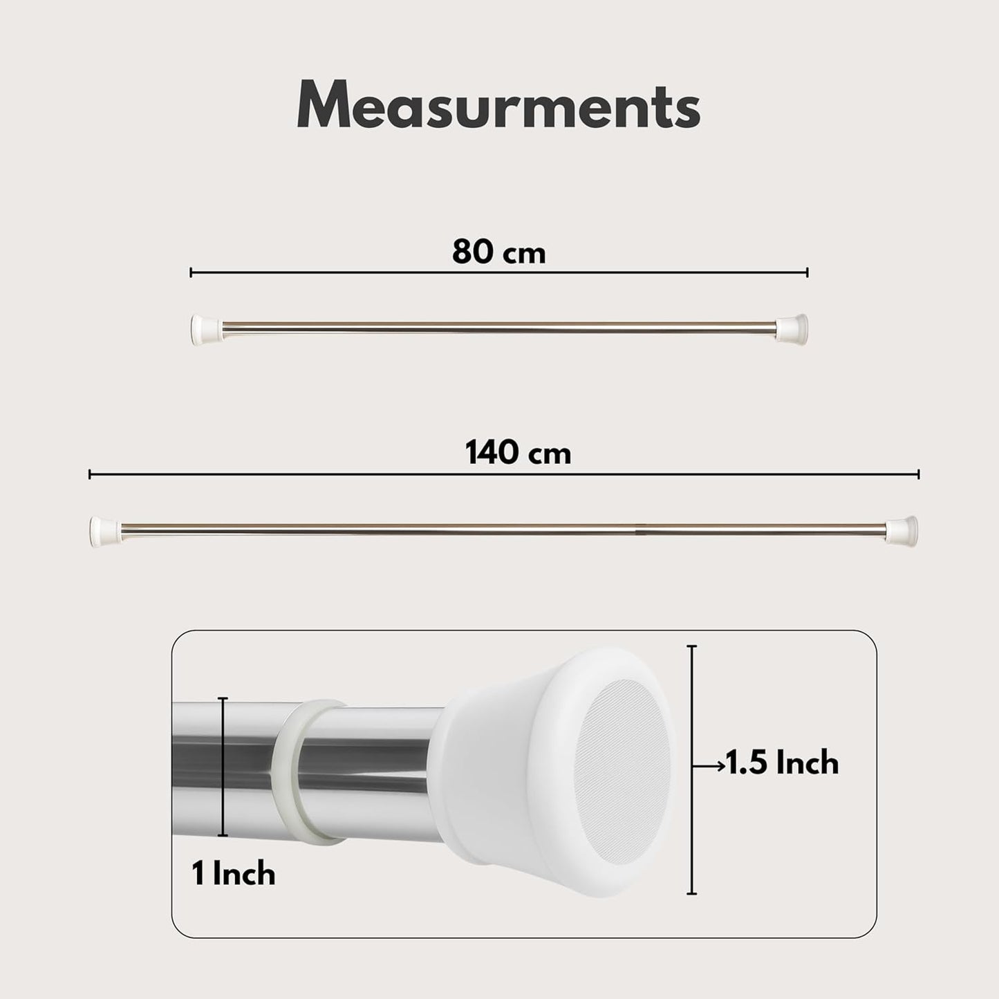 Multifunctional Stainless Steel Adjustable Bathroom & Wardrobe Rod – No-Drill Curtain & Closet Rod