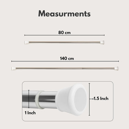 Multifunctional Stainless Steel Adjustable Bathroom & Wardrobe Rod – No-Drill Curtain & Closet Rod