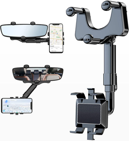 360° Car Rearview Mirror Phone Holder – Universal Auto Mount for Hands-Free Driving