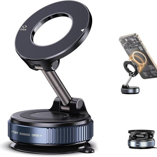 Universal Magnetic Vacuum Suction Stand – 360° Rotating Phone Holder for Home, Car & Office