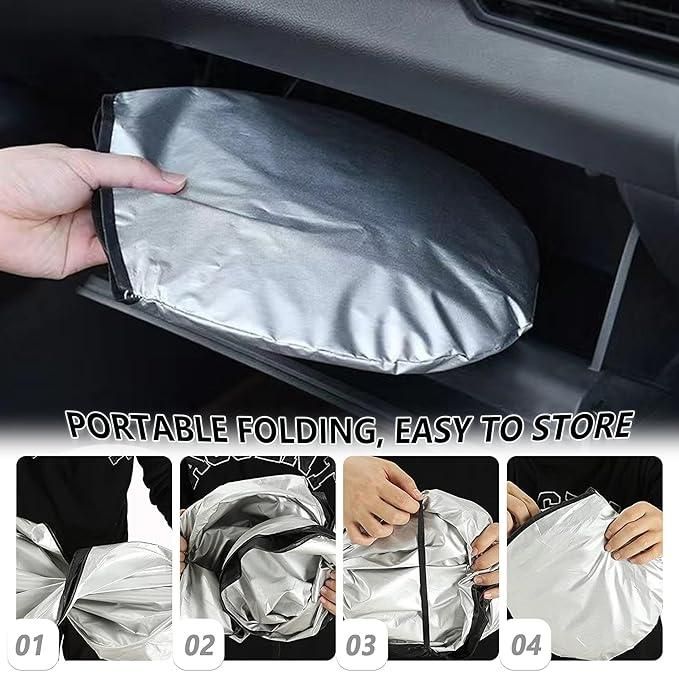 Folding Car Window Sunshade Cover – UV Protection & Heat Shield for Interior Cooling (Pack of 1)