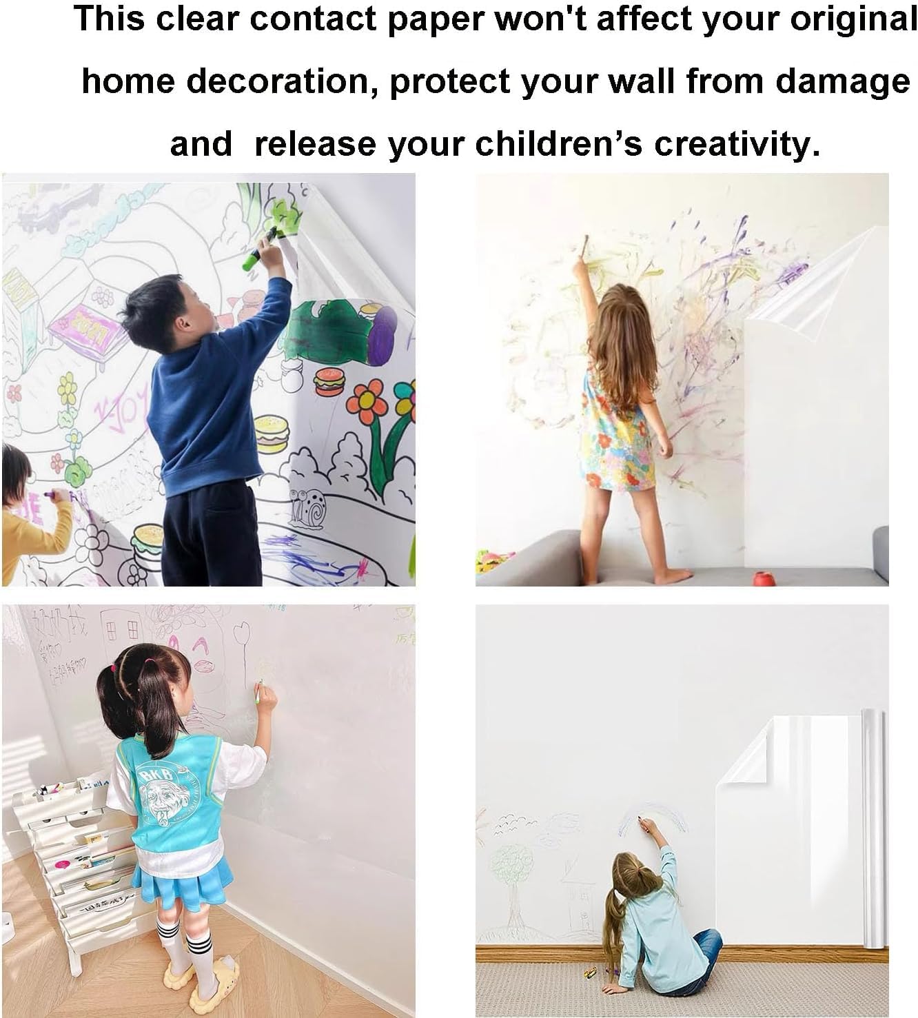 Clear Wall Protection Film –  Electrostatic Self-Adhesive, Oil-Proof, Anti-Stain, Easy-Clean Sheets for Kitchen & Home Walls (Pack of 2)