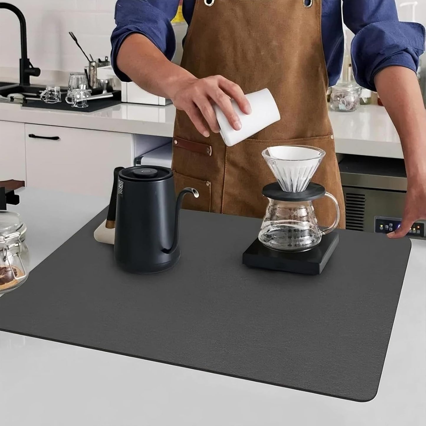 Kitchen Sink Water Absorbent Mat – Anti-Slip Rubber Backing (Pack of 2)