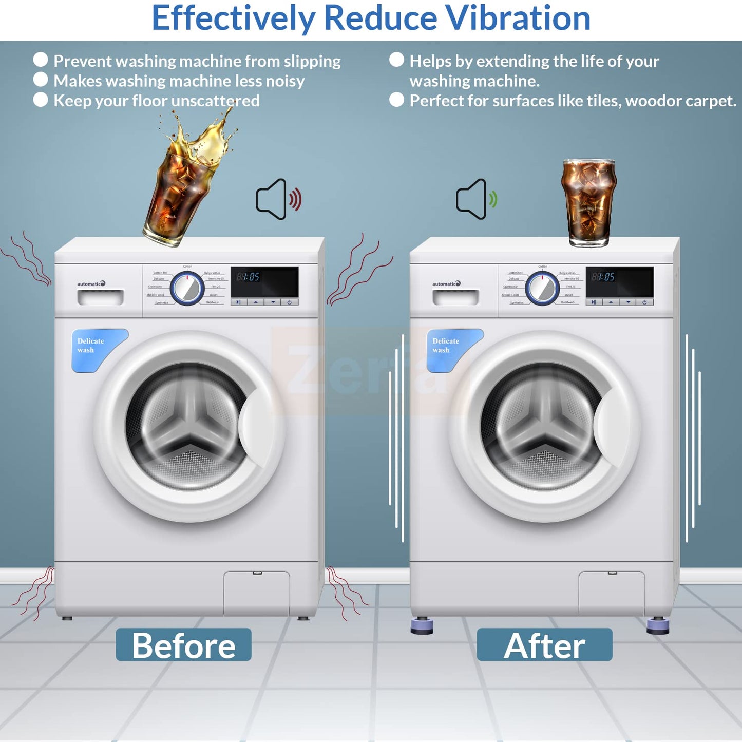 Universal Anti-Slip Vibration Shockproof Noise-Reducing Pads – For Washing Machine, Refrigerator, Furniture (Set of 4)