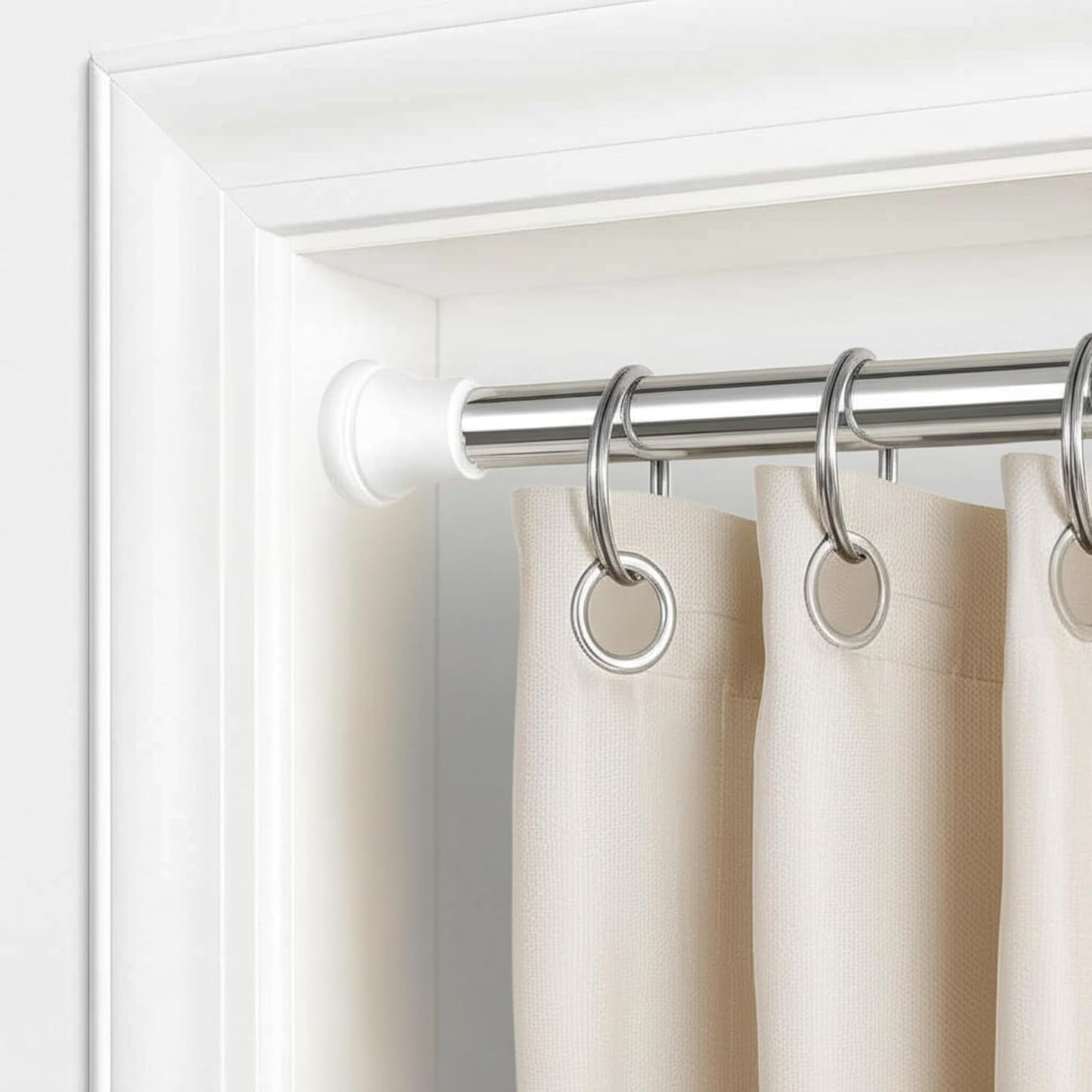 Multifunctional Stainless Steel Adjustable Bathroom & Wardrobe Rod – No-Drill Curtain & Closet Rod