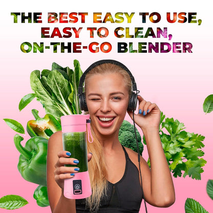 Portable USB Rechargeable Juicer Blender – 6 Blade Smoothie Maker (380 ml)