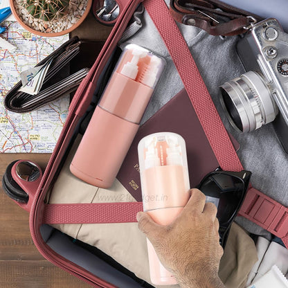 6-in-1 Portable Travel Toiletry Kit – Toothbrush Holder, Shampoo Dispenser & More (Leak-Proof & Compact)