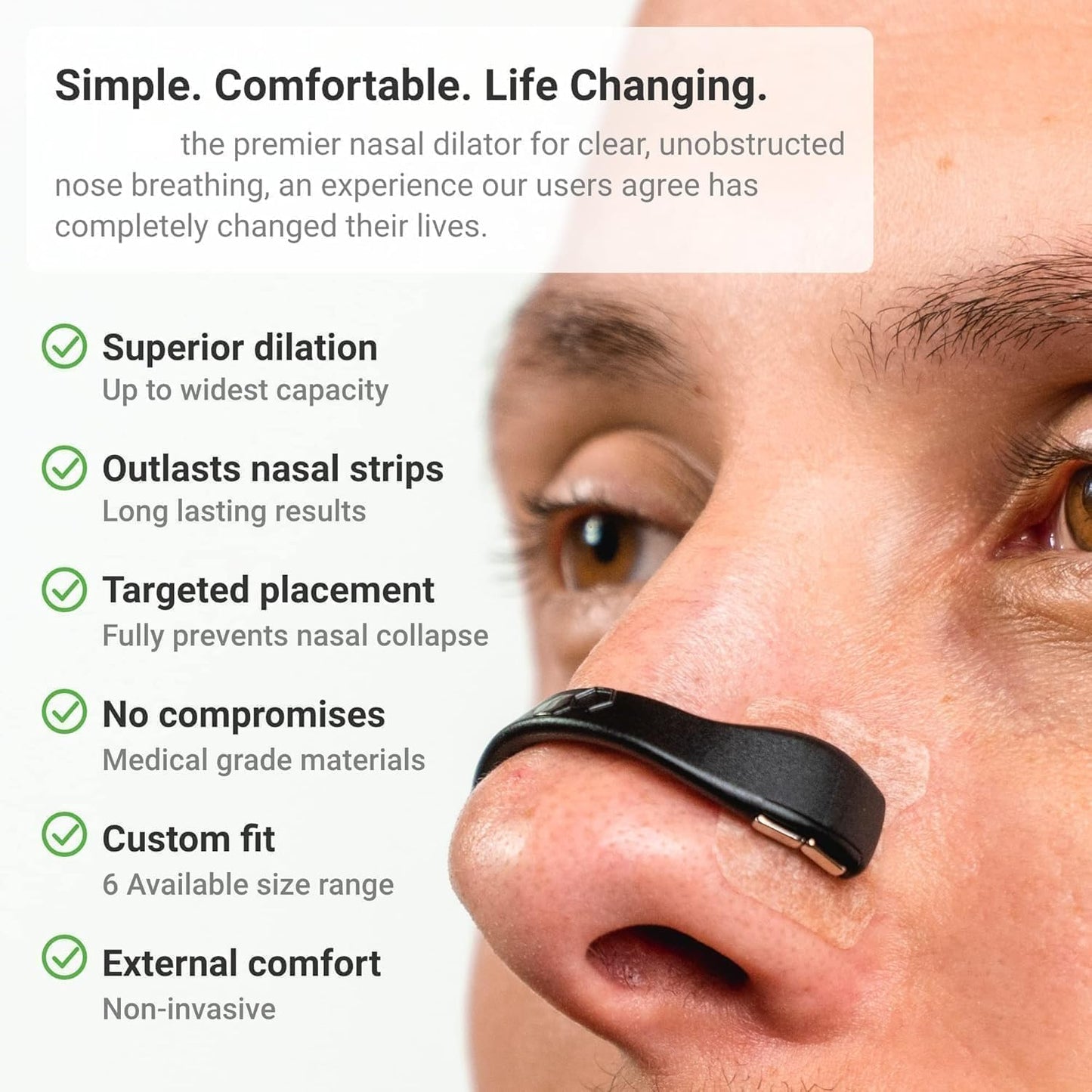 Breathing Nasal Strip Starter Kit – Silicone Nose Strip for Easy Breathing & Snoring Support