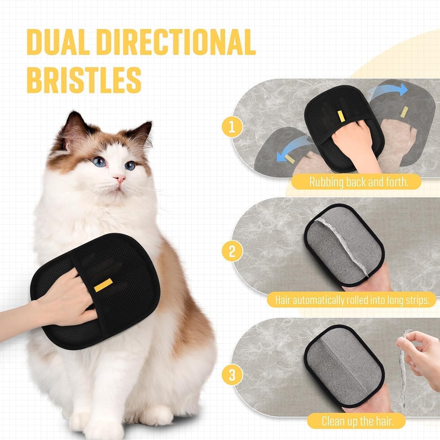 Reusable Pet Grooming Hair Remover Gloves – Double Sided Mesh Grooming Gloves