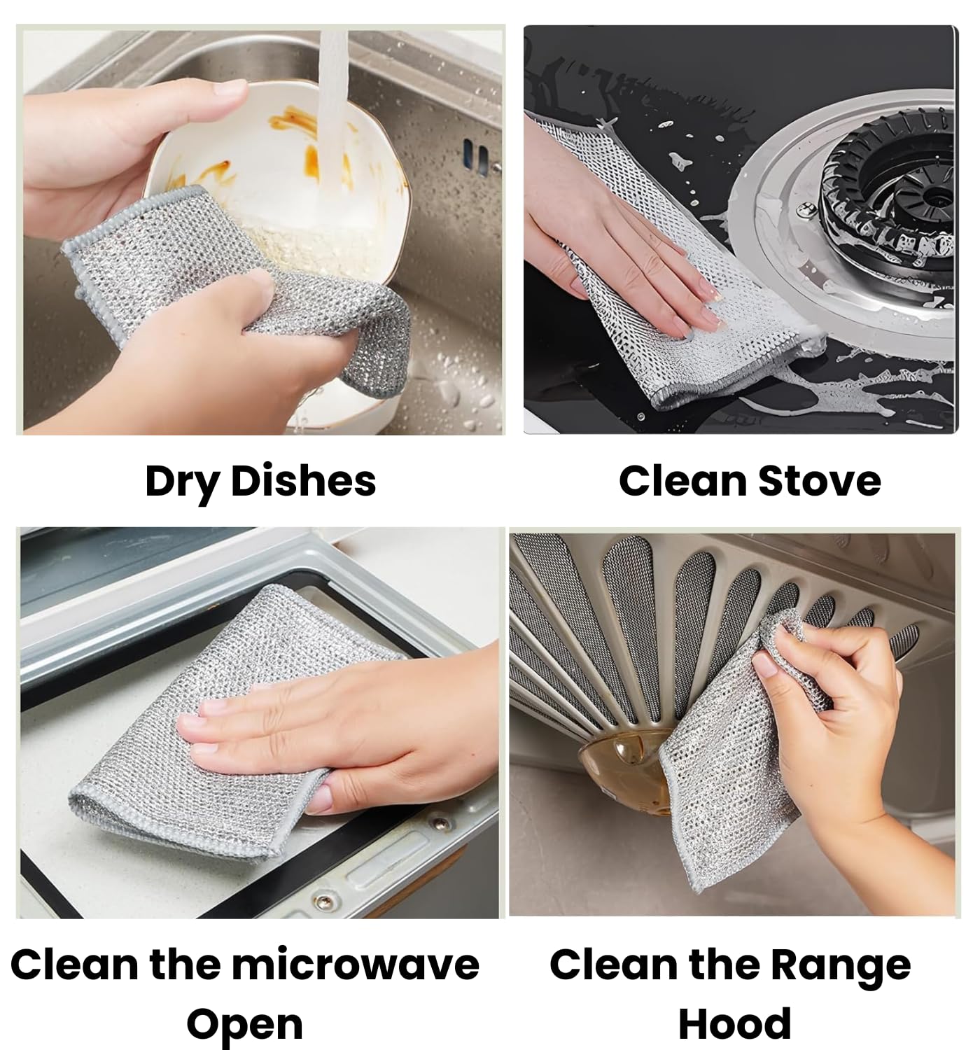 Multipurpose Reusable Wire Dishwashing Rags – Heavy Duty Kitchen Cleaning Cloth For Oil & Grease Cleaning (Pack of 10)