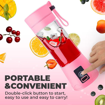 Portable USB Rechargeable Juicer Blender – 6 Blade Smoothie Maker (380 ml)