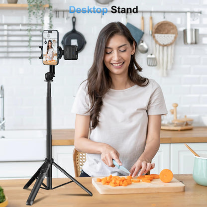 3-in-1 Extendable Selfie Stick Tripod with Flash & Bluetooth Remote – for Reels, Vlogs & Trave ( iPhone & Android )