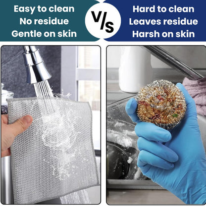 Multipurpose Reusable Wire Dishwashing Rags – Heavy Duty Kitchen Cleaning Cloth For Oil & Grease Cleaning (Pack of 10)