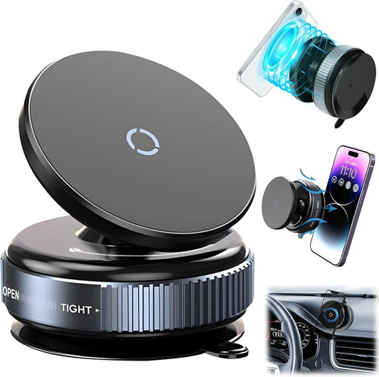 Magnetic Suction Phone Holder – 360° Rotating Mount for Car, Office & Home