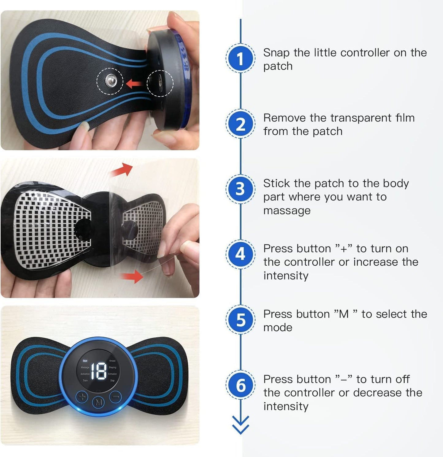 Mini Electric Rechargeable Massager – 8 Modes & 19 Levels Muscle Relaxer ( Shoulder, Back & Leg Pain Relief )