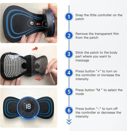Mini Electric Rechargeable Massager – 8 Modes & 19 Levels Muscle Relaxer ( Shoulder, Back & Leg Pain Relief )