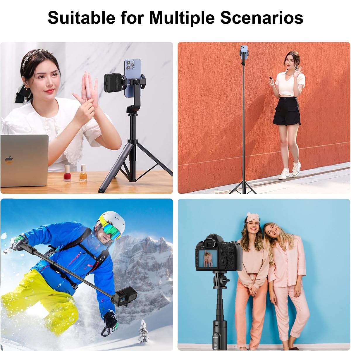3-in-1 Extendable Selfie Stick Tripod with Flash & Bluetooth Remote – for Reels, Vlogs & Trave ( iPhone & Android )