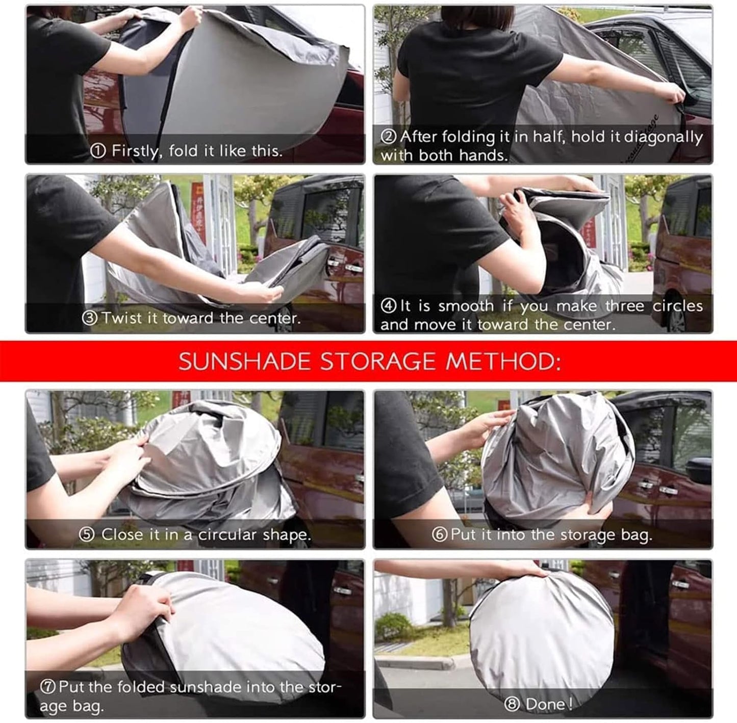 Folding Car Window Sunshade Cover – UV Protection & Heat Shield for Interior Cooling (Pack of 1)