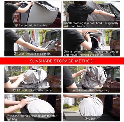 Folding Car Window Sunshade Cover – UV Protection & Heat Shield for Interior Cooling (Pack of 1)