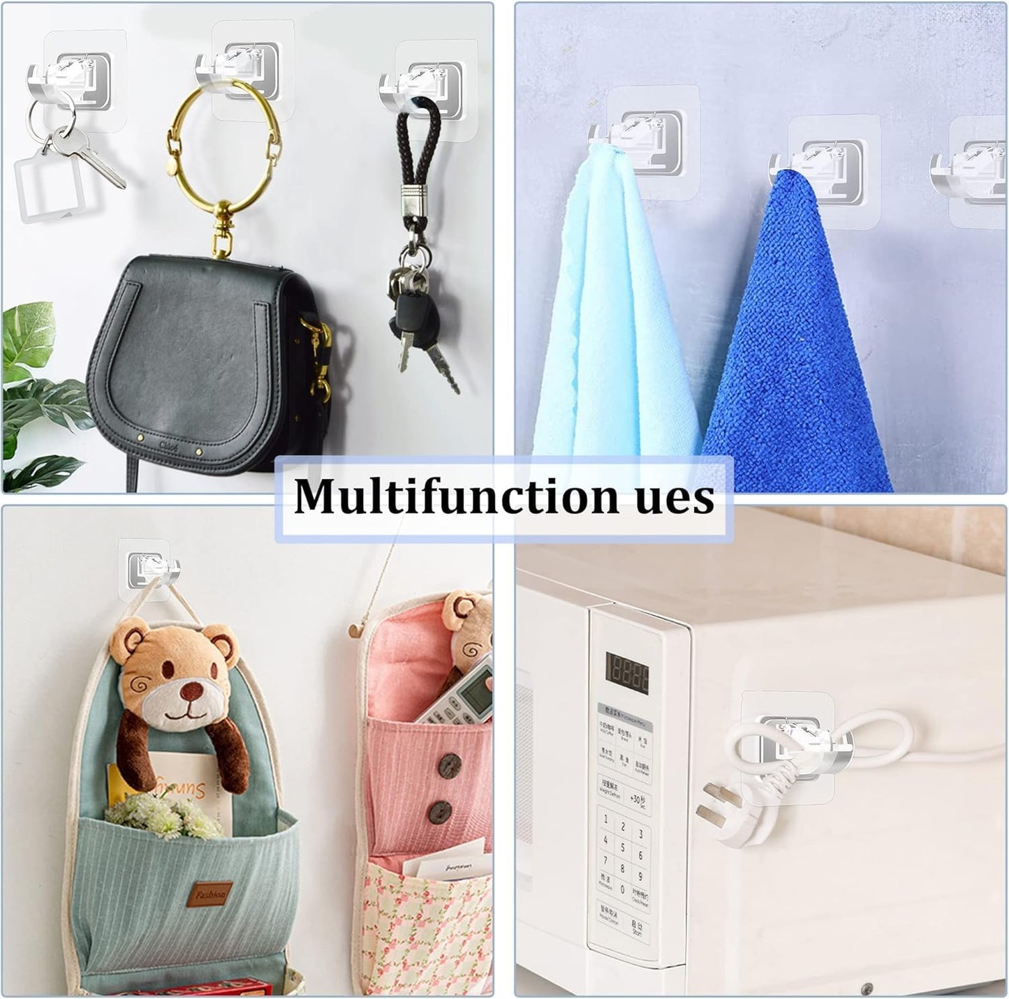 Easy Mount Rod Clips – Self-Adhesive Plastic Hooks for Curtain, Towel, Shower Rods (Pack of 6)