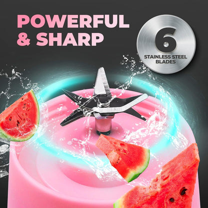 Portable USB Rechargeable Juicer Blender – 6 Blade Smoothie Maker (380 ml)