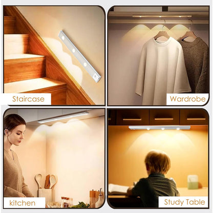 LED PIR Motion Sensor Cabinet Light – USB Rechargeable, Stick-On, Wall Mountable, Wireless, 3 Light Modes