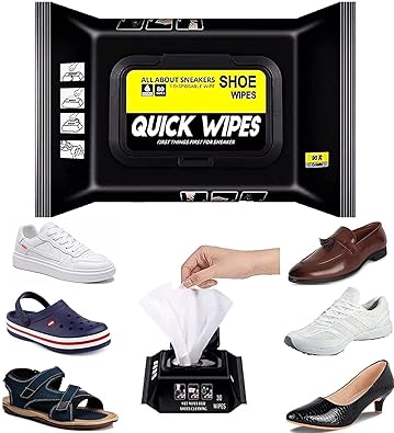 Natural Sneaker & Shoe Cleaner Wipes – Resealable Pack of 80 for On-the-Go Use