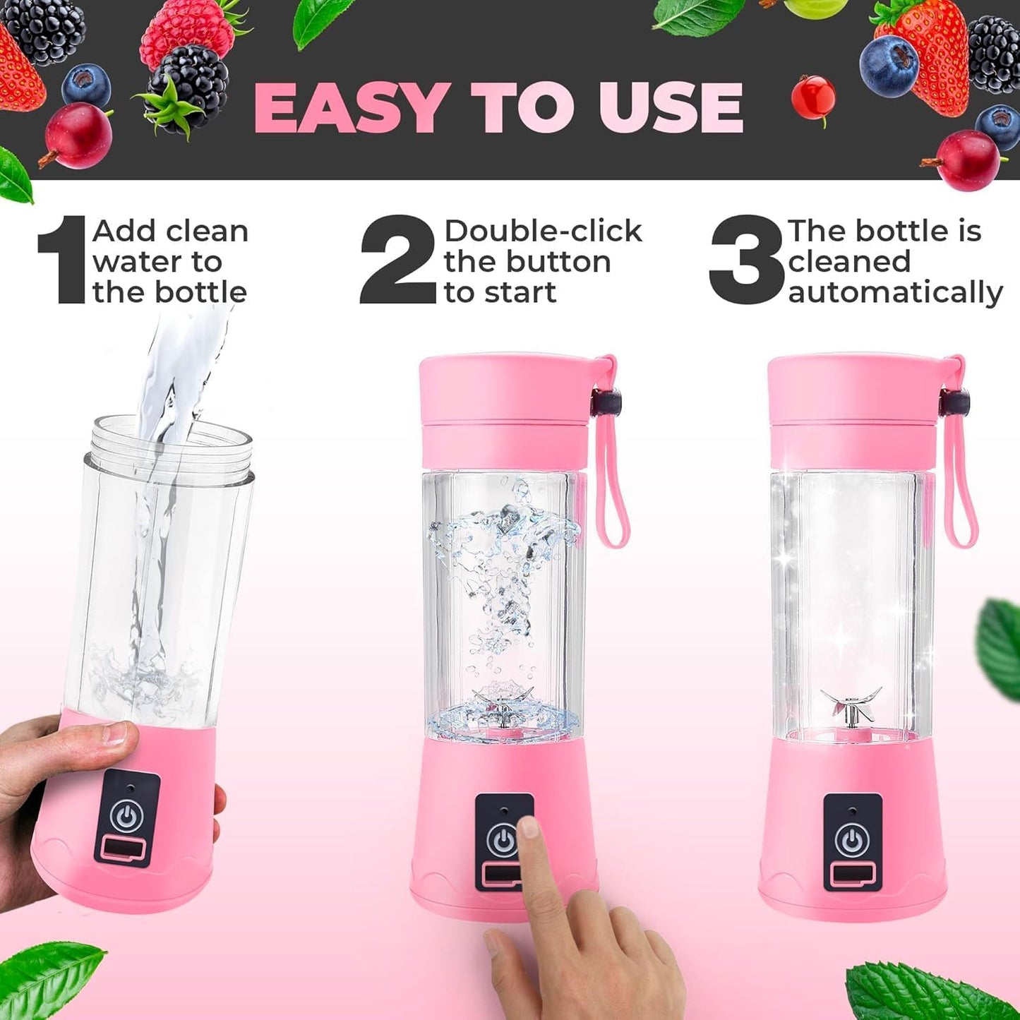 Portable USB Rechargeable Juicer Blender – 6 Blade Smoothie Maker (380 ml)