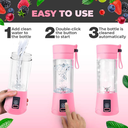 Portable USB Rechargeable Juicer Blender – 6 Blade Smoothie Maker (380 ml)