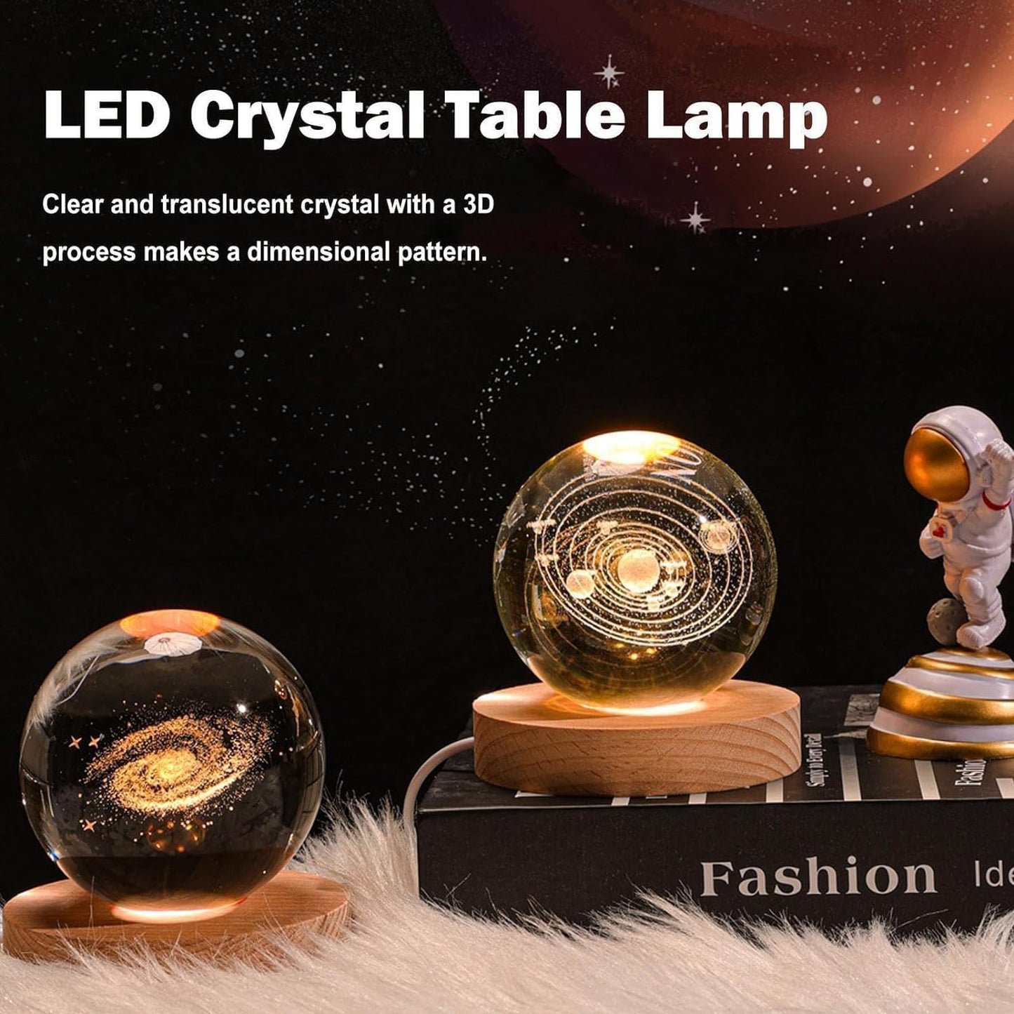 LED 3D Crystal Ball Lamp Perfect for Gifting & Décor – Decorative Mood Light for Bedroom & Living Room (Assorted Design)
