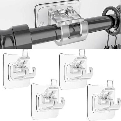 Easy Mount Rod Clips – Self-Adhesive Plastic Hooks for Curtain, Towel, Shower Rods (Pack of 6)