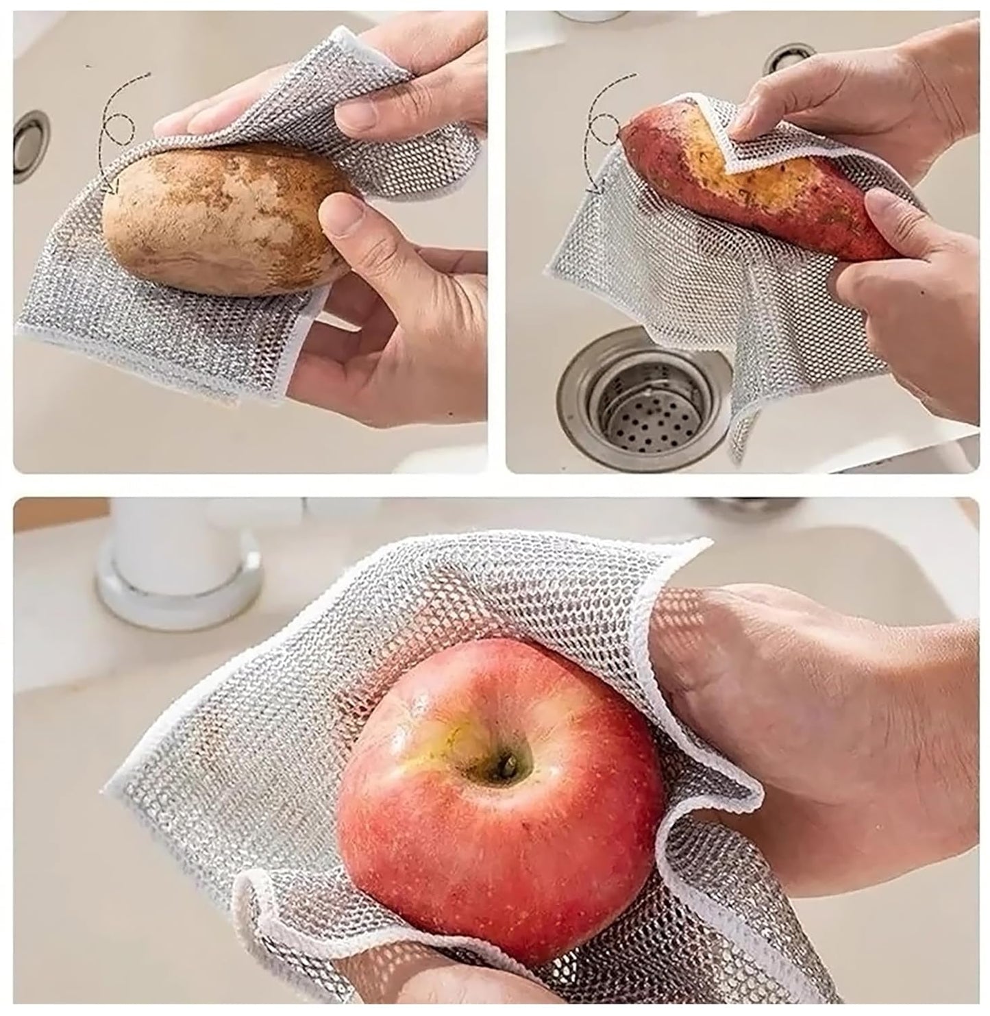 Multipurpose Reusable Wire Dishwashing Rags – Heavy Duty Kitchen Cleaning Cloth For Oil & Grease Cleaning (Pack of 10)