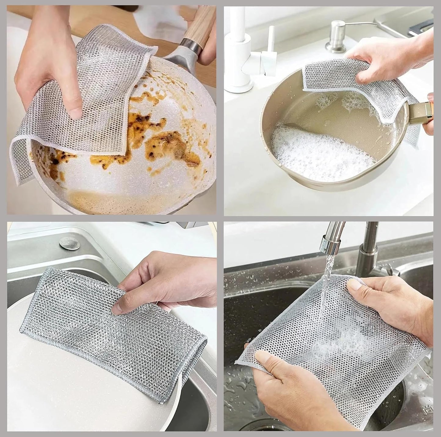 Multipurpose Reusable Wire Dishwashing Rags – Heavy Duty Kitchen Cleaning Cloth For Oil & Grease Cleaning (Pack of 10)