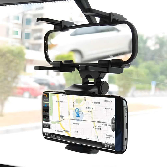 360° Car Rearview Mirror Phone Holder – Universal Auto Mount for Hands-Free Driving